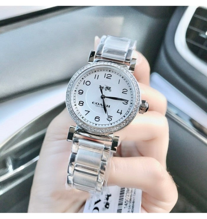 Coach Madison White Dial Silver Steel Strap Watch for Women - 14502396 Buy Now By Coach