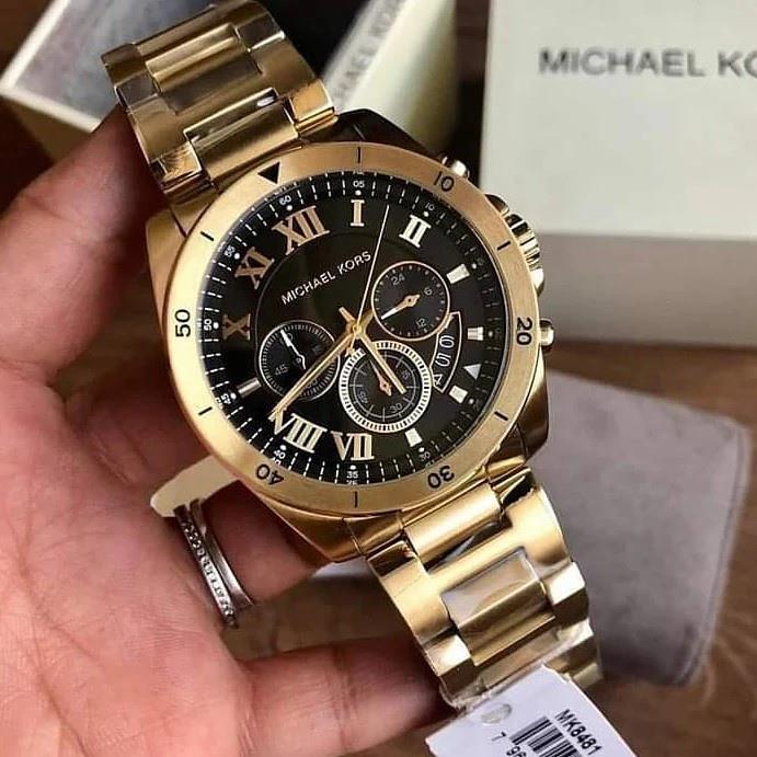 Michael Kors Brecken Chronograph Quartz Black Dial Gold Steel Strap Watch For Men - MK8481 Buy Now By Michael Kors