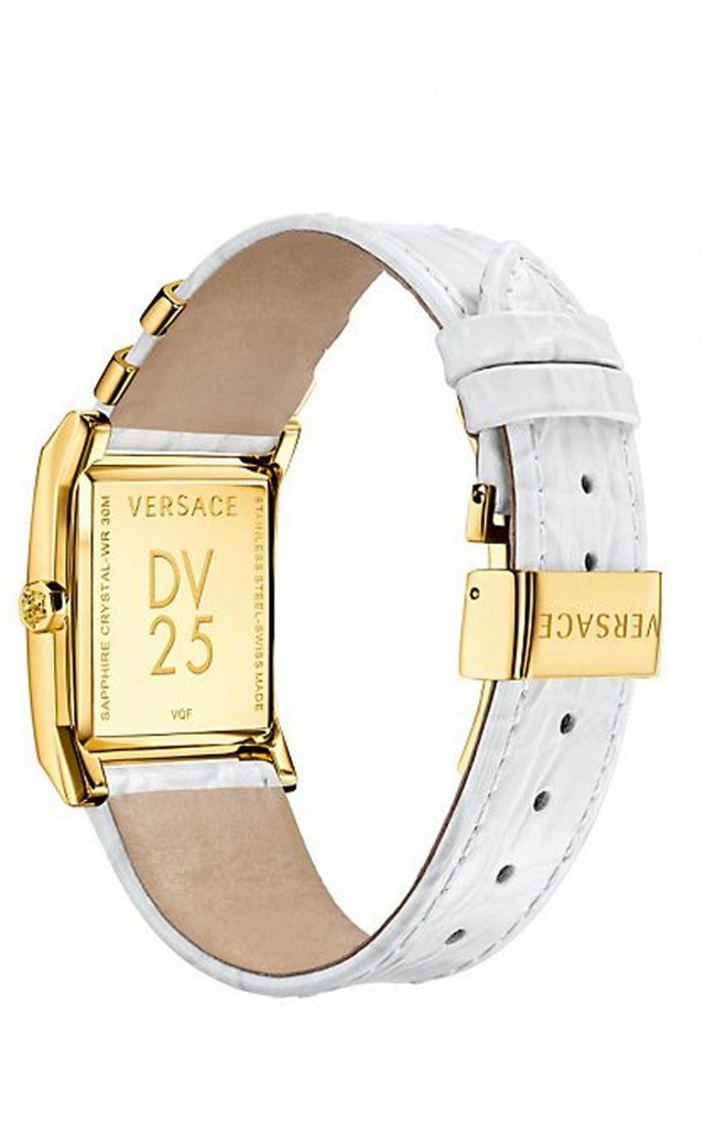 Versace DV25 Diamonds White Dial White Leather Strap Watch For Women - VQF060015 Buy Now By Versace