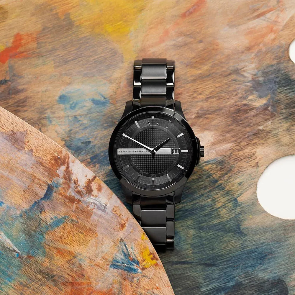 Armani Exchange Hampton Black Dial Black Steel Strap Watch For Men - AX7101 Buy Now By Armani Exchange