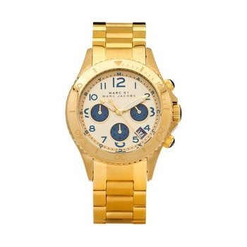 Marc Jacobs Rock Metal Chronograph Gold Dial Gold Steel Strap Watch for Men - MBM3158 Buy Now By Marc Jacobs