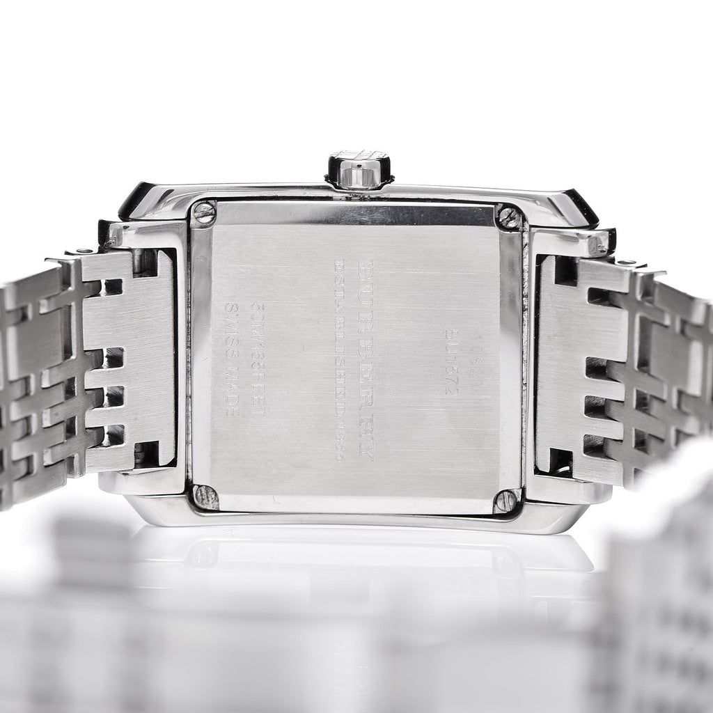 Burberry Nova Check Square White Dial Silver Steel Strap Watch for Women - BU1572 Buy Now By Burberry