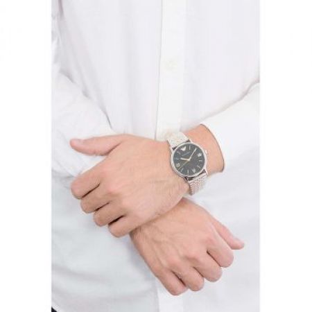 Emporio Armani Kappa Quartz Black Dial Two Tone Mesh Bracelet Watch For Men - AR11228 Buy Now By Emporio Armani