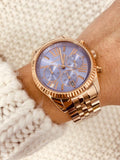 Michael Kors Lexington Purple Dial Rose Gold Steel Strap Watch For Women - MK6207 Buy Now By Michael Kors