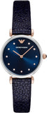 Emporio Armani Gianni T Bar Analog Blue Dial Black Leather Strap Watch For Women - AR1989 Buy Now By Emporio Armani