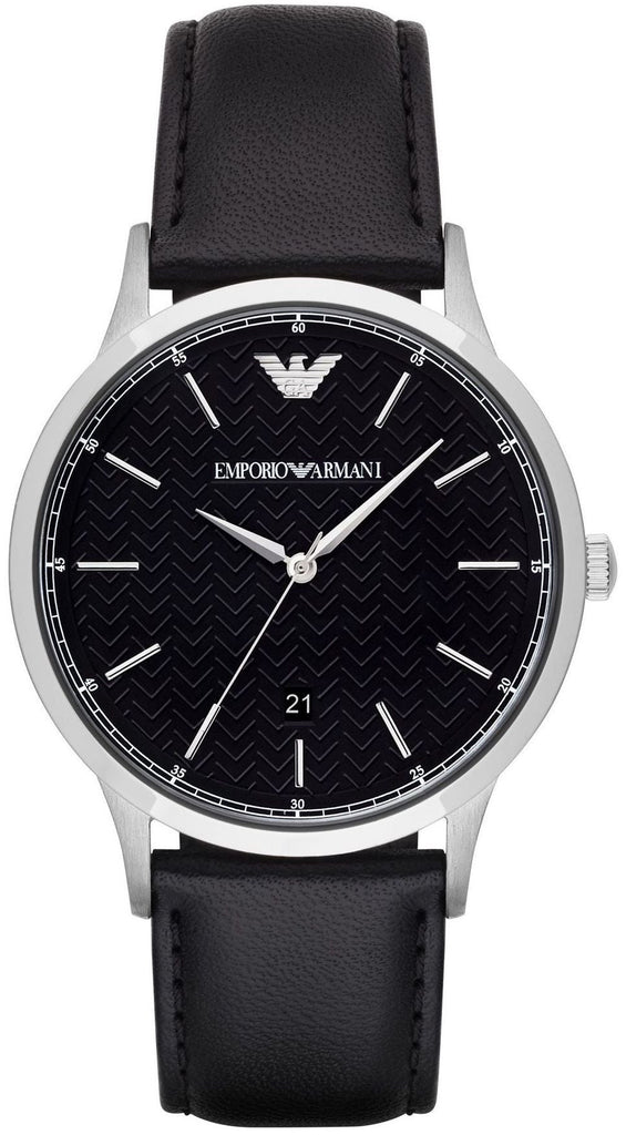 Emporio Armani Renato Analog Black Dial Black Leather Strap Watch For Men - AR8035 Buy Now By Emporio Armani