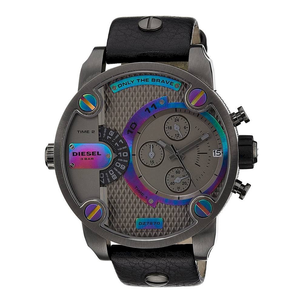 Diesel Badass Chronograph Anthracite Dial Black Leather Strap Watch For Men - DZ7270 Buy Now By Diesel