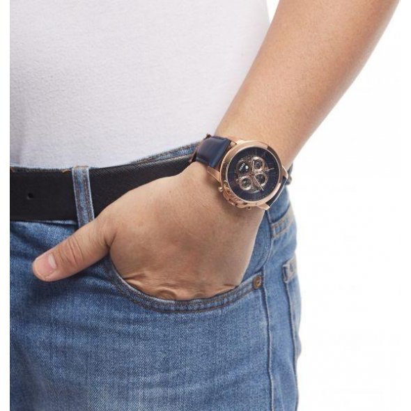 Fossil Grant Automatic Blue Dial Blue Leather Strap Watch for Men - ME3029 Buy Now By Fossil