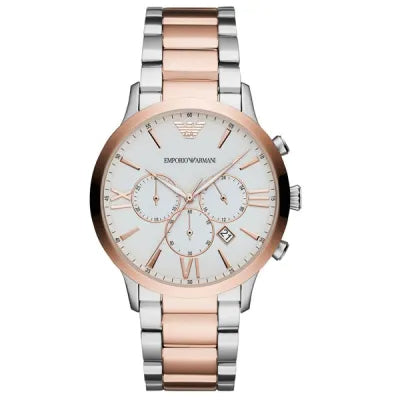 Emporio Armani Giovanni Chronograph Quartz White Dial Two Tone Steel Strap Watch For Men - AR11209 Buy Now By Emporio Armani