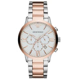 Emporio Armani Giovanni Chronograph Quartz White Dial Two Tone Steel Strap Watch For Men - AR11209 Buy Now By Emporio Armani