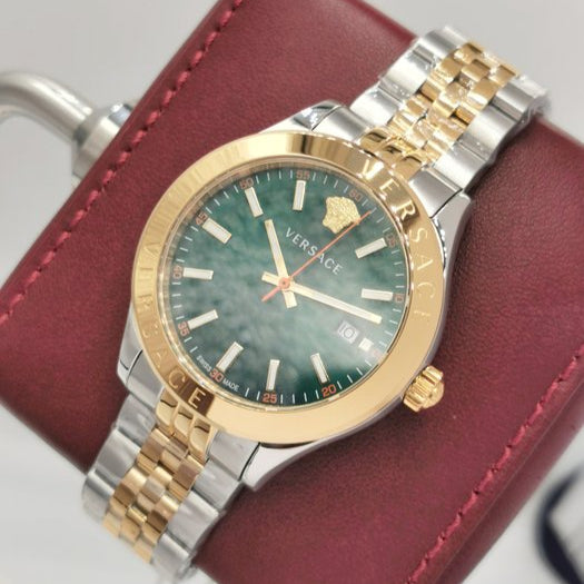 Versace Hellenium Green Dial Two Tone Steel Strap Watch for Men - VEVK00620 Buy Now By Versace