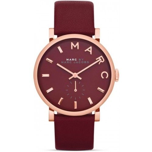 Marc Jacobs Baker Maroon Dial Maroon Leather Strap Watch for Women - MBM1271 Buy Now By Marc Jacobs