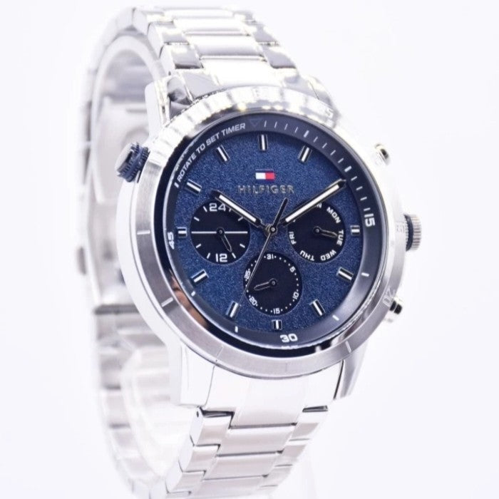 Tommy Hilfiger Troy Chronograph Blue Dial Silver Steel Strap Watch For Men - 1792104 Buy Now By Tommy Hilfiger