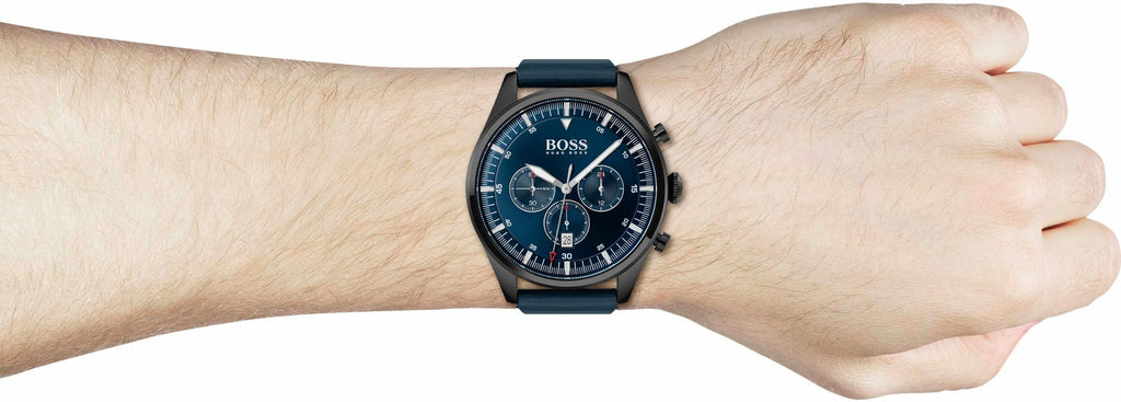 Hugo Boss Pioneer Quartz Blue Dial Blue Leather Strap Watch For Men - 1513711 Buy Now By Hugo Boss