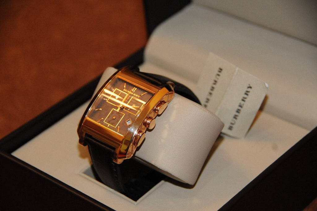 Burberry Heritage Chronograph Square Grey Dial Brown Leather Strap Watch for Men - BU1566 Buy Now By Burberry