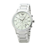 Emporio Armani Renato Chronograph Cream Dial Silver Steel Strap Watch For Men - AR2458 Buy Now By Emporio Armani