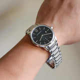Burberry The Classic Round Black Dial Silver Steel Strap Watch for Men - BU10005 Buy Now By Burberry