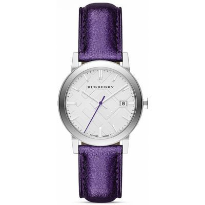 Burberry The City Silver Dial Purple Leather Strap Watch for Women - BU9122 Buy Now By Burberry