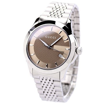 Gucci G Timeless Brown Dial Silver Steel Strap Watch For Men - YA126406 Buy Now By Gucci