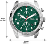 Fossil Bronson Chronograph Green Dial Brown Leather Strap Watch for Men - FS5738 Buy Now By Fossil