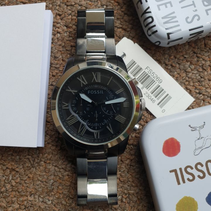 Fossil Grant Chronograph Black Dial Two Tone Steel Strap Watch for Men - FS5269 Buy Now By Fossil