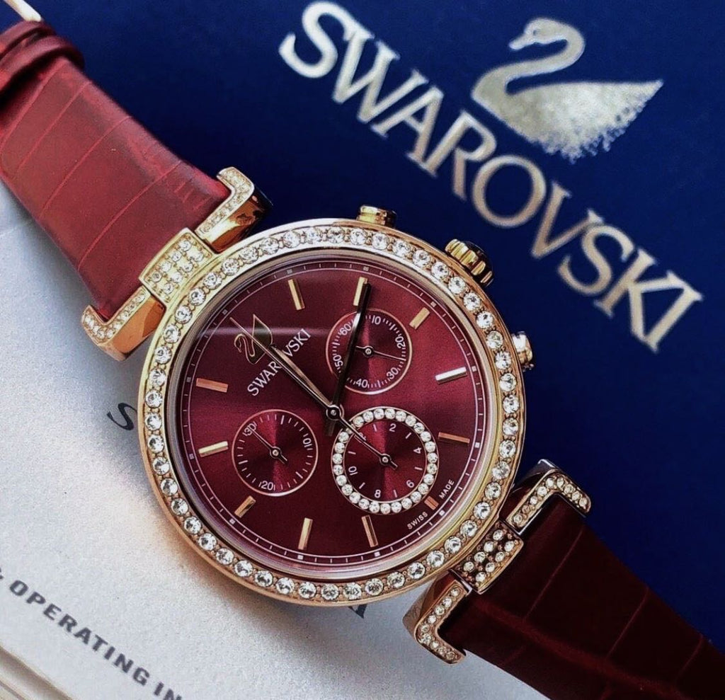 Swarovski Era Journey Red Dial Red Leather Strap Watch for Women - 5416701 Buy Now By Swarovski