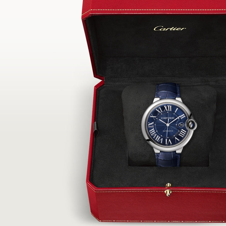 Cartier Ballon Bleu De Cartier Blue Dial Blue Leather Strap Watch for Men - WSBB0027 Buy Now By Cartier
