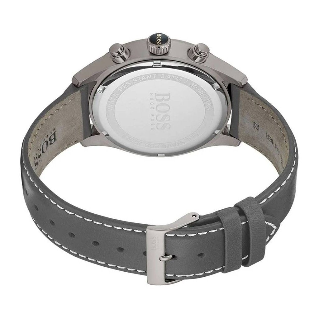 Hugo Boss Grand Prix White Dial Grey Leather Strap Watch for Men - 1513633 Buy Now By Hugo Boss