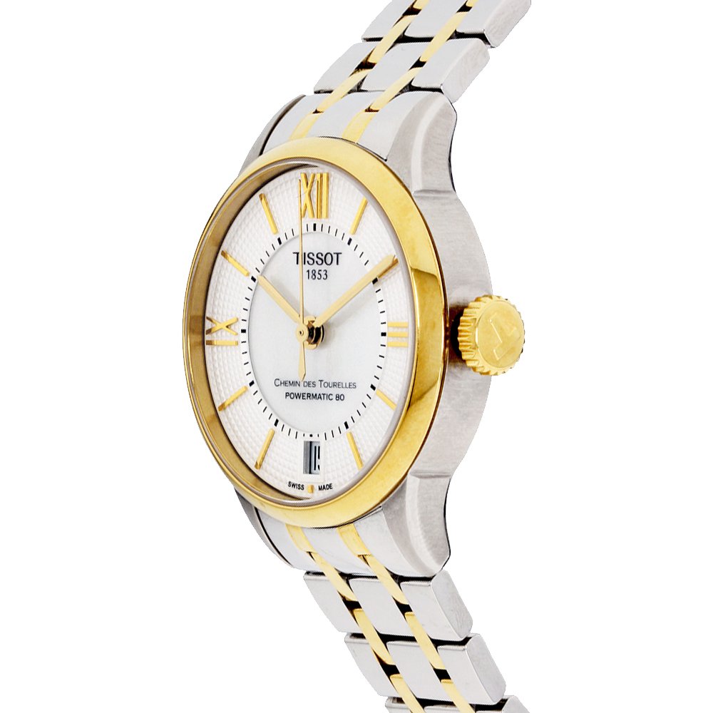Tissot Chemin Des Tourelles Powermatic 80 Lady Mother of Pearl White Dial Two Tone Steel Strap Watch For Women - T099.207.22.118.00 Buy Now By Tissot
