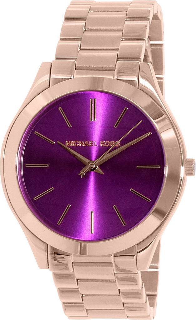 Michael Kors Slim Runway Purple Dial Rose Gold Steel Strap Watch for Women - MK3293 Buy Now By Michael Kors