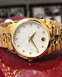 Movado Museum Classic Diamonds Mother of Pearl Dial Gold Steel Strap Watch For Women - 0606998 Buy Now By Movado