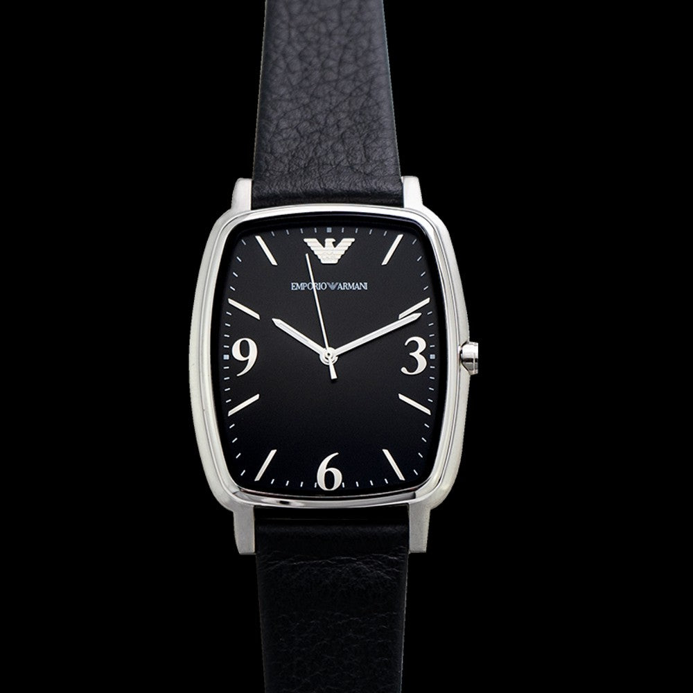 Emporio Armani Epsilon Quartz Black Dial Black Leather Strap Watch For Men - AR2490 Buy Now By Emporio Armani