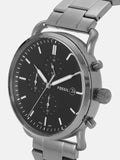 Fossil The Commuter Black Dial Grey Steel Strap Watch for Men - FS5400 Buy Now By Fossil