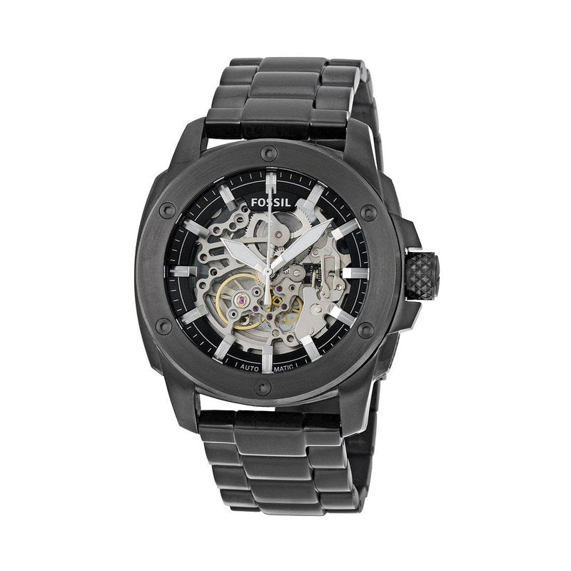 Fossil Modern Machine Automatic Silver Dial Black Steel Strap Watch for Men - ME3080 Buy Now By Fossil