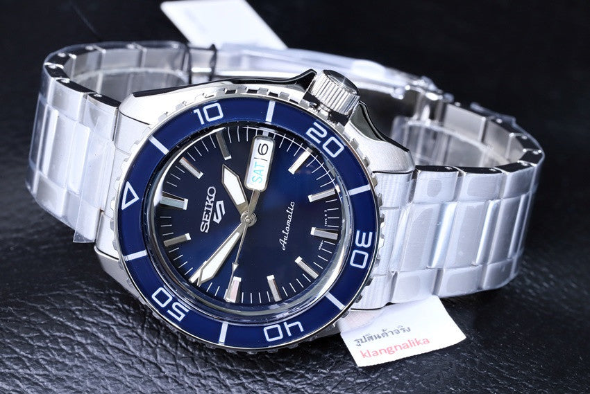 Seiko 5 Sports Automatic Blue Dial Silver Steel Strap Watch for Men - SRPK97K1