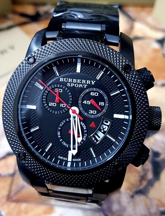 Burberry Sport Chronograph Black Dial Black Steel Strap Watch for Men - BU7703 Buy Now By Burberry
