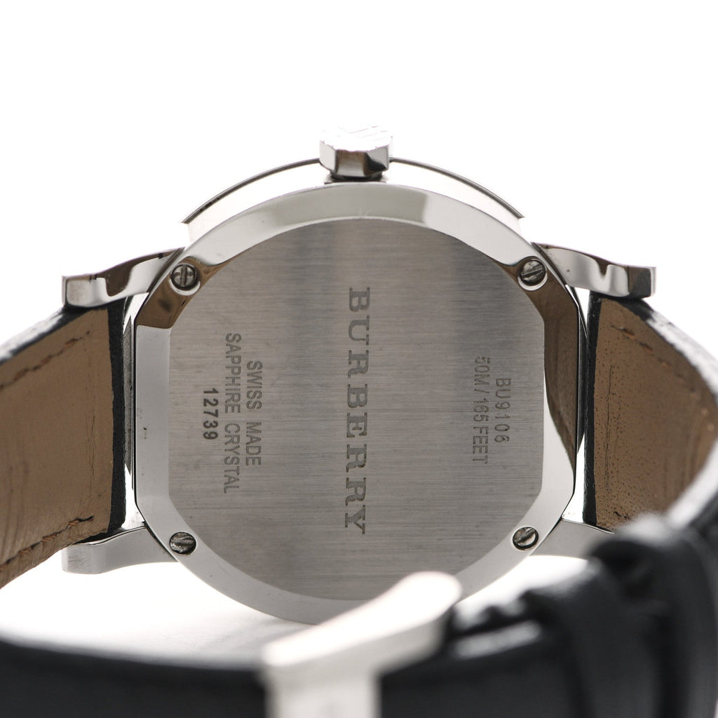 Burberry The City Silver Dial Black Leather Strap Watch for Women - BU9106 Buy Now By Burberry