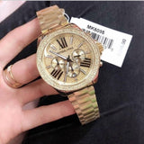 Michael Kors Wren Chronograph Crystal Pave Gold Dial Gold Steel Strap Watch for Women - MK6095 Buy Now By Michael Kors