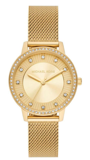 Michael Kors Quartz Crystals Gold Dial Gold Mesh Strap Watch for Women - MKO1011 Buy Now By Michael Kors