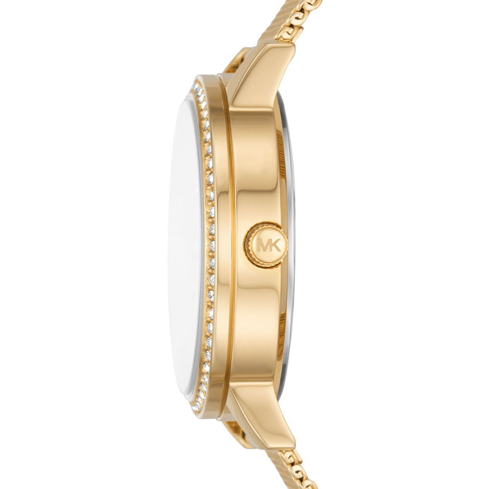 Michael Kors Quartz Crystals Gold Dial Gold Mesh Strap Watch for Women - MKO1011 Buy Now By Michael Kors