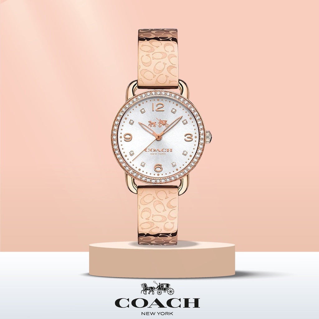 Coach Delancey Silver Dial Rose Gold Steel Strap Watch for Women - 14502355 Buy Now By Coach