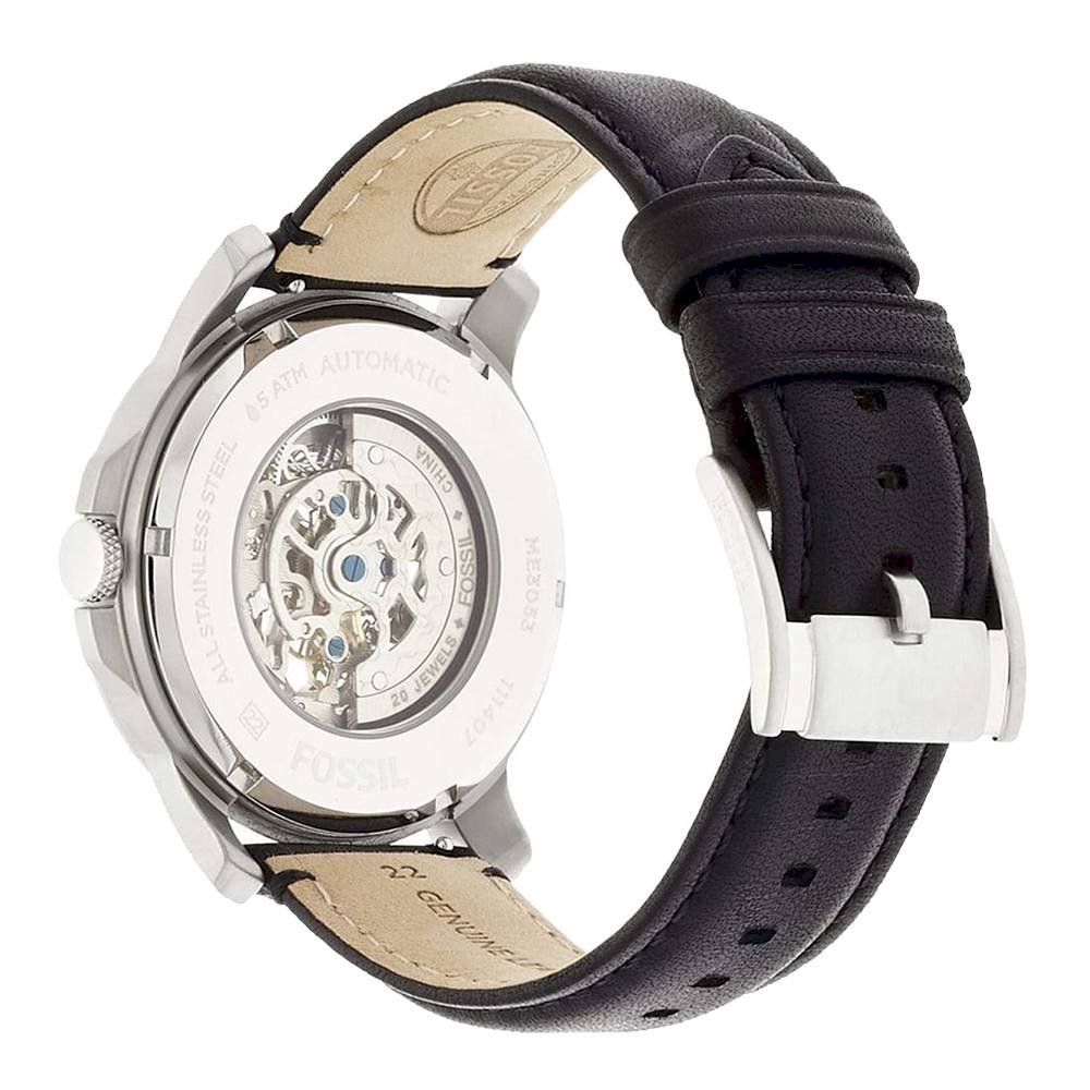 Fossil Grant Skeleton White Dial Black Leather Strap Watch for Men - ME3053 Buy Now By Fossil