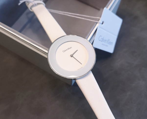 Calvin Klein Chic White Dial White Leather Strap Watch for Women - K7N23TK2 Buy Now By Calvin Klein