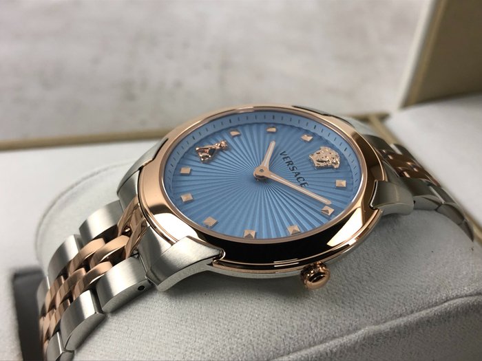 Versace Audrey Quartz Blue Dial Two Tone Steel Strap Watch for Women - VELR00619 Buy Now By Versace