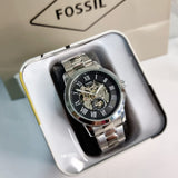Fossil Grant Skeleton Black Dial Silver Steel Strap Watch for Men - ME3055 Buy Now By Fossil
