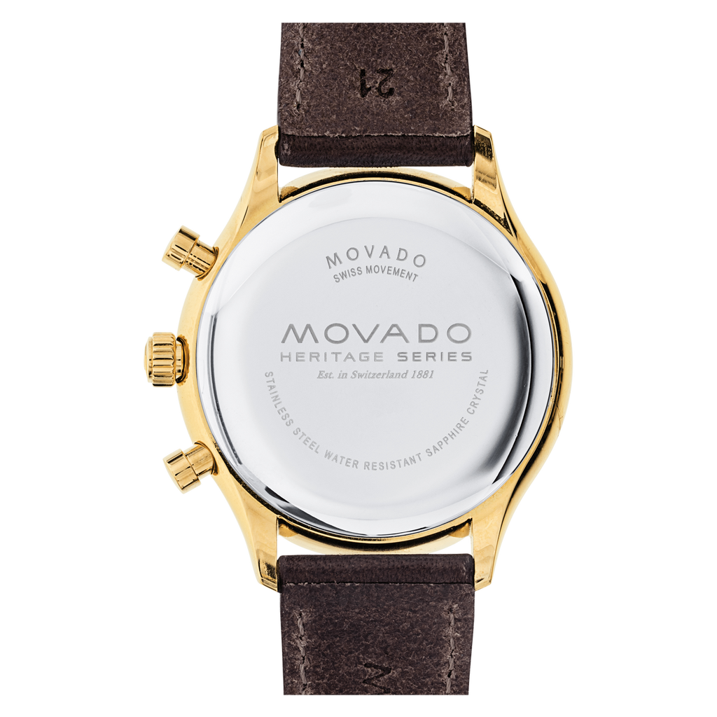 Movado Heritage Chronograph Green Dial Brown Leather Strap Watch For Men - 3650062 Buy Now By Movado