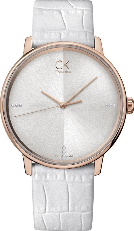 Calvin Klein Accent White Dial White Leather Strap Watch for Men - K2Y2X6KW Buy Now By Calvin Klein