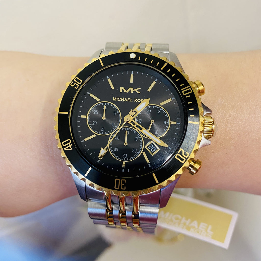 Michael Kors Bayville Chronograph Black Dial Two Tone Steel Strap Watch For Women - MK8872 Buy Now By Michael Kors
