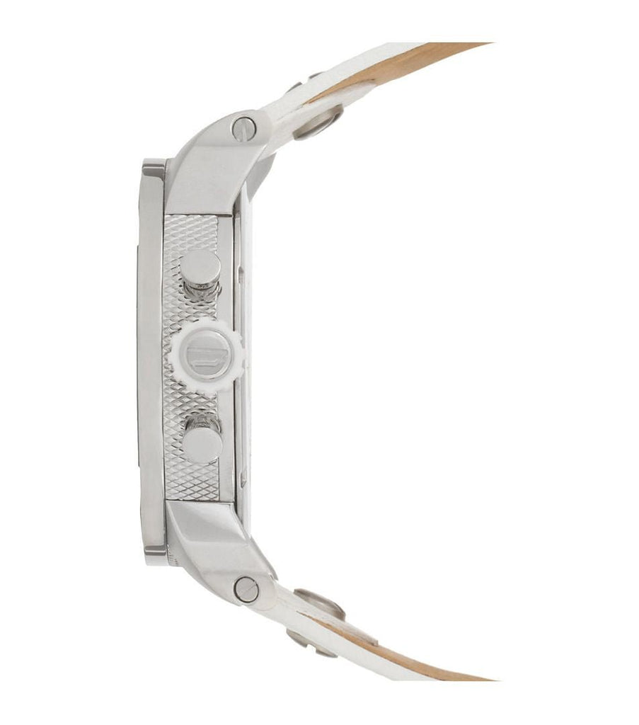 Diesel Badass Chronograph White Dial White Leather Strap Watch For Men - DZ7265 Buy Now By Diesel