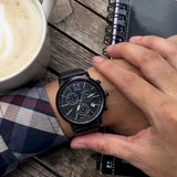 Calvin Klein Post Minimal Chronograph Black Dial Black Leather Strap Watch for Men - K7627401 Buy Now By Calvin Klein